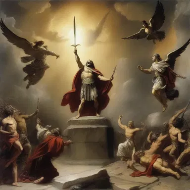 The gods waged war agin one another to gain dominion over the heavens.