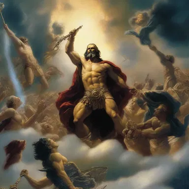 The gods waged war agin one another to gain dominion over the heavens.