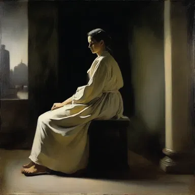 The artist painted a masterpiece, using darkness and light to create contrast agin each other.