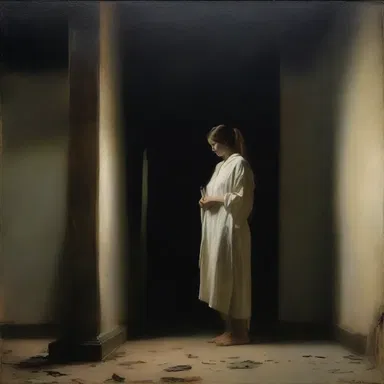 The artist painted a masterpiece, using darkness and light to create contrast agin each other.