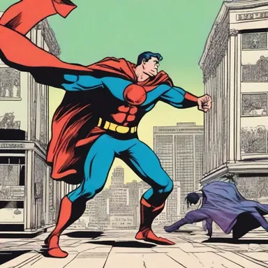 In the comic strip, the hero fought agin the villain to save the city.