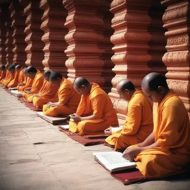 The scriptures instruct the devotees to sit agin the temple wall during prayer.