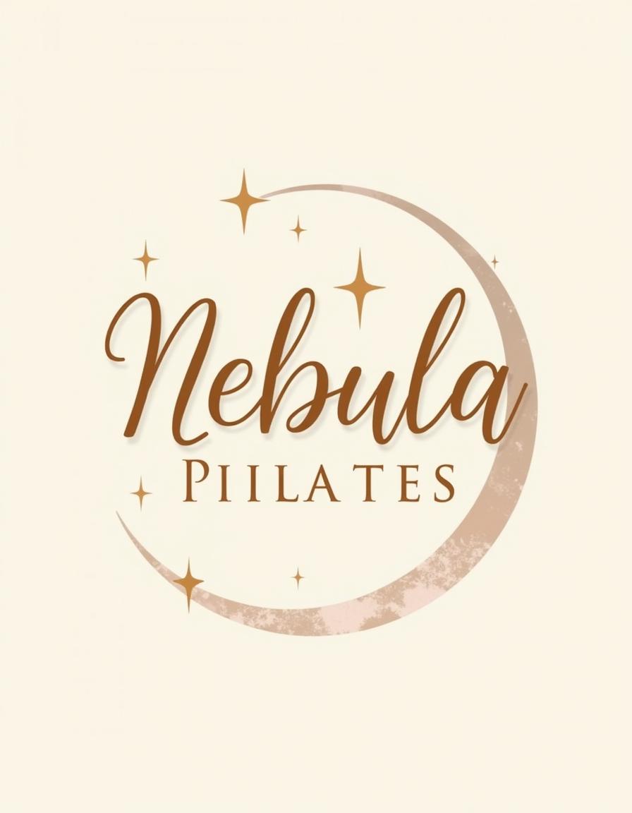 A beautiful logo design for a Pilates reformer studio named "Nebula Pilates"
