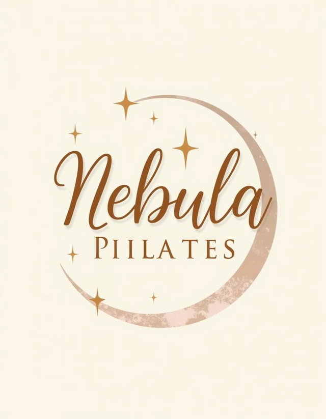 A beautiful logo design for a Pilates reformer studio named "Nebula Pilates"