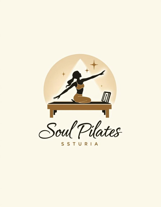 A beautiful and elegant logo for a Pilates reformer studio named "Soul Pilates"