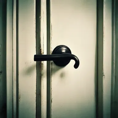 The door handle started to agitate, slowly turning on its own, filling the room with a sense of dread.