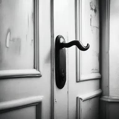 The door handle started to agitate, slowly turning on its own, filling the room with a sense of dread.