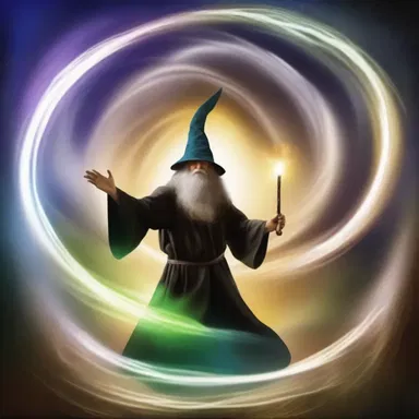 As the wizard waved his staff, the air around him began to agitate, creating a swirling vortex of magical energy.