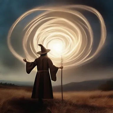 As the wizard waved his staff, the air around him began to agitate, creating a swirling vortex of magical energy.