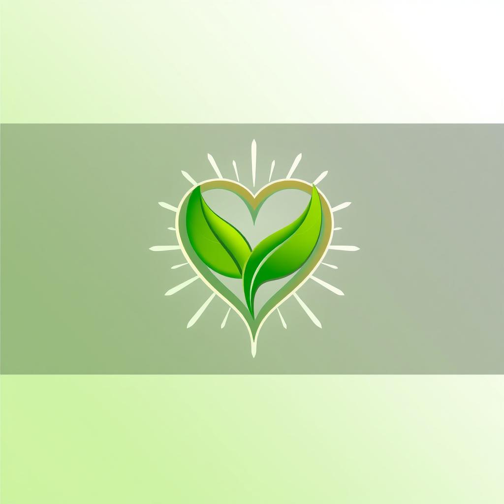 An intricate symbol representing health, featuring a stylized heart intertwined with a vibrant green leaf, symbolizing balance and vitality