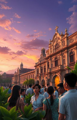 A serene and nostalgic landscape reflecting the themes from 'El Filibusterismo' by Jose Rizal, particularly from Chapter 8