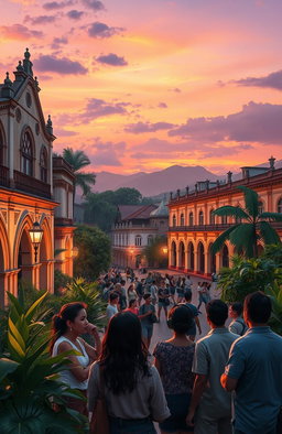 A serene and nostalgic landscape reflecting the themes from 'El Filibusterismo' by Jose Rizal, particularly from Chapter 8