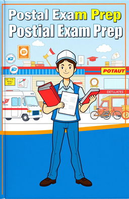 A detailed cover design for a postal exam preparation book