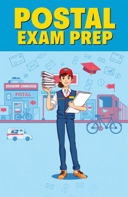 A detailed cover design for a postal exam preparation book