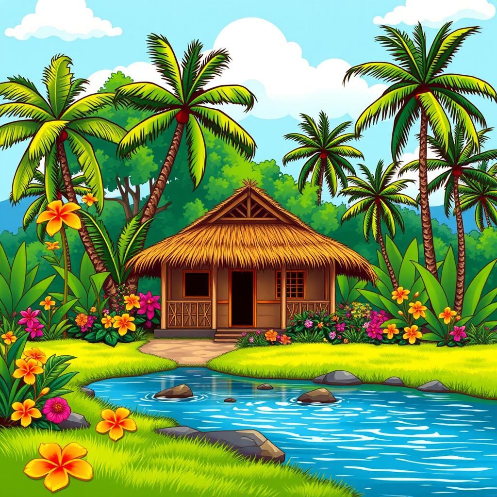 Discover the Beauty of the Philippines: Vibrant Landscape with Bahay Kubo