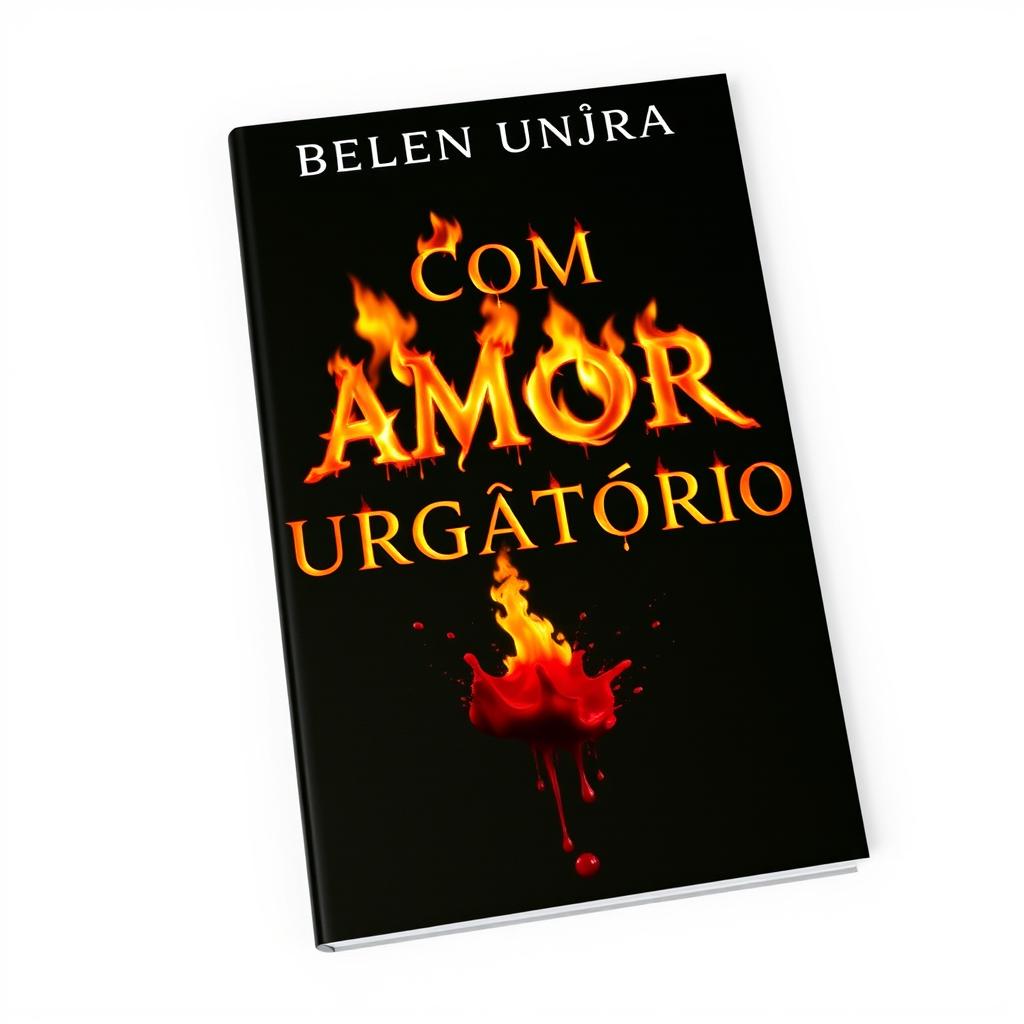 A black eBook cover featuring the title 'Com Amor Purgatório' prominently displayed in flaming letters