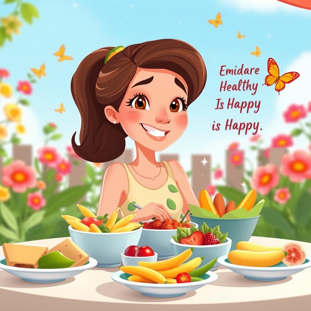An animated scene featuring a woman in her 30s with an engaging expression, animated in a whimsical, colorful style