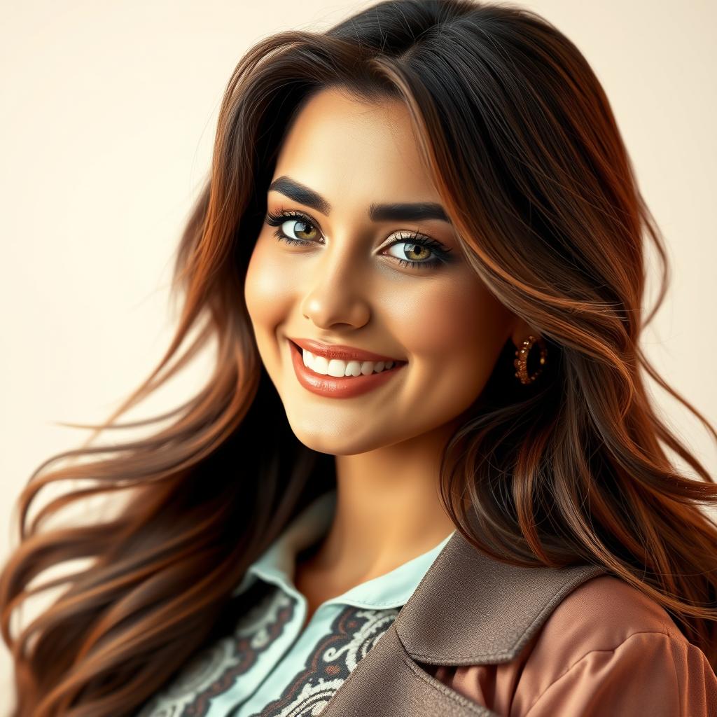 A highly detailed and realistic portrait of Iman Dastpak, showcasing her unique features