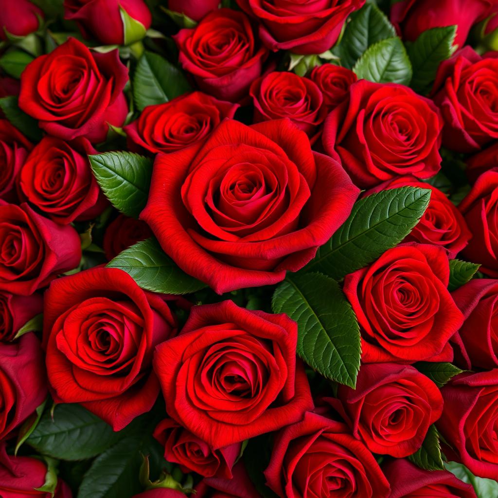 Blooming Beauty: Close-Up of Deep Red Roses