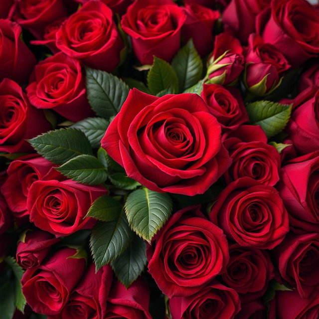 Enchanting Close-Up of Deep Red Roses