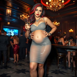 A full-length image featuring an 18-year-old stunning girl with soft round facial features and wide, fat bulging round hips