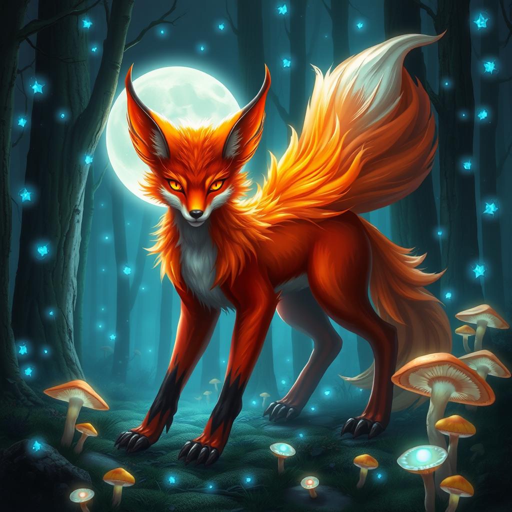 Enchanting Mystical Fox Demon in a Moonlit Forest