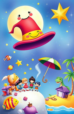 A whimsical book cover illustration for a children's storybook aimed at ages 3 to 7, featuring vibrant colors and engaging characters