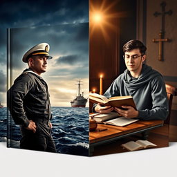 A compelling split cover design featuring two contrasting images: on the left, a navy soldier in full uniform, showcasing his strength and pride