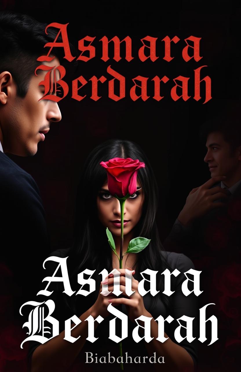 A dramatic novel cover for 'Asmara Berdarah' by Biabaharda
