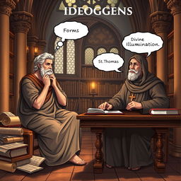 A detailed illustration depicting the philosophical concepts of ideogenesis as explored by Aristotle and St