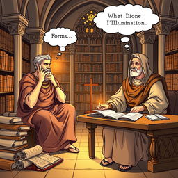 A detailed illustration depicting the philosophical concepts of ideogenesis as explored by Aristotle and St