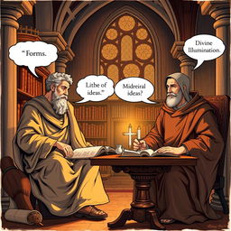 A detailed illustration depicting the philosophical concepts of ideogenesis as explored by Aristotle and St