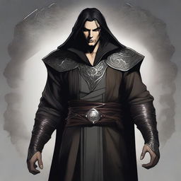 A high-quality digital concept art image of a male dhampir from the Dungeons & Dragons universe