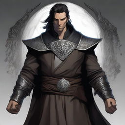 A high-quality digital concept art image of a male dhampir from the Dungeons & Dragons universe