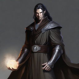 A high-quality digital concept art image of a male dhampir from the Dungeons & Dragons universe