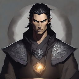 A high-quality digital concept art image of a male dhampir from the Dungeons & Dragons universe