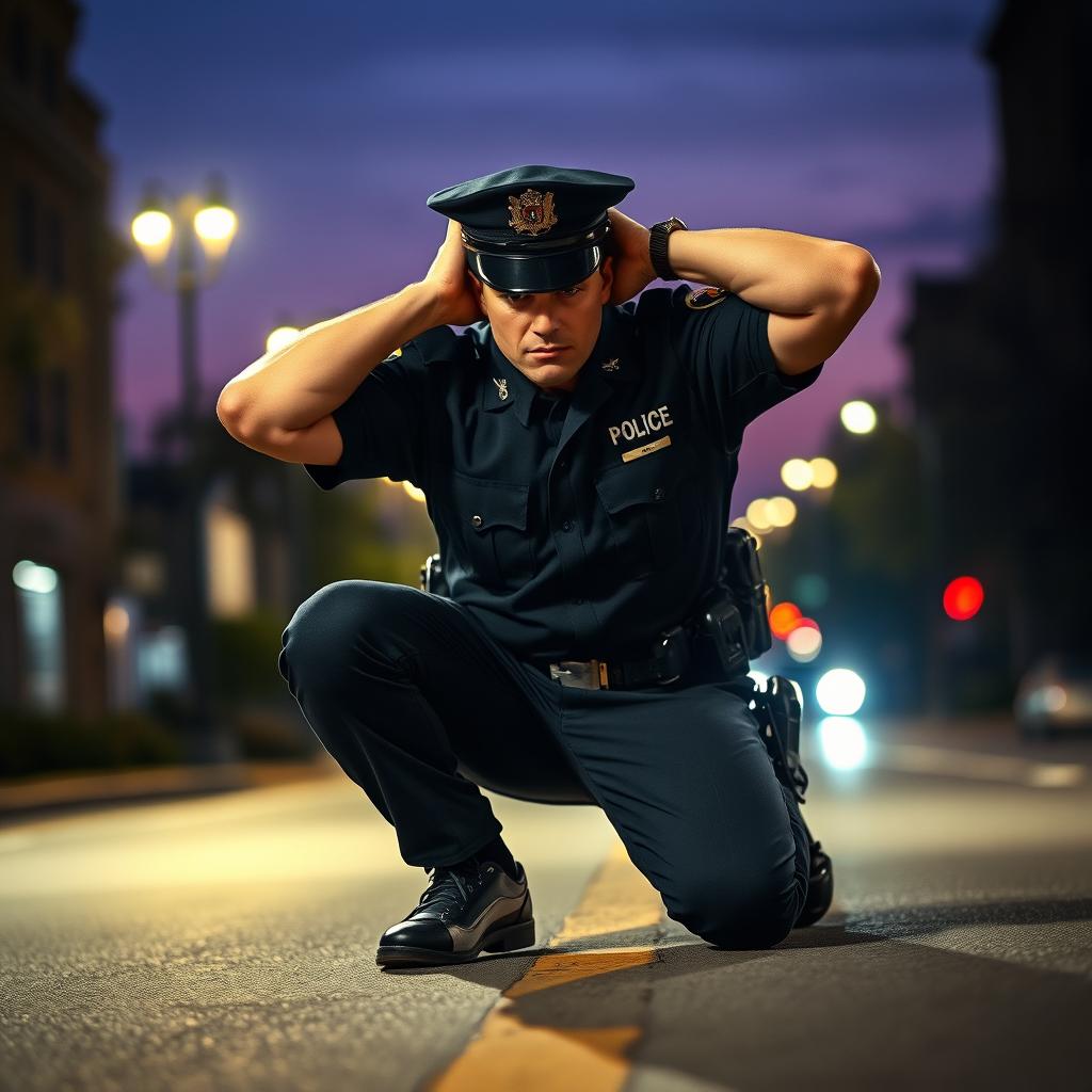 A Moment of Surrender: Police Officer in Reflection