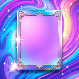 A vibrant and dynamic design for a Pokémon card overlay featuring a glossy and holographic effect