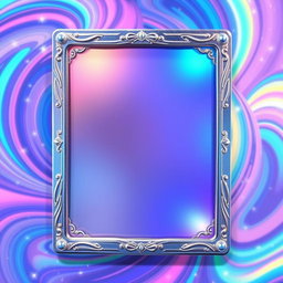 A vibrant and dynamic design for a Pokémon card overlay featuring a glossy and holographic effect