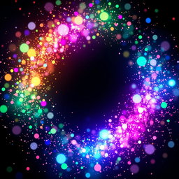 A colorful particle design that serves as a stunning overlay for a holographic Pokémon card effect