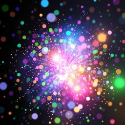 A colorful particle design that serves as a stunning overlay for a holographic Pokémon card effect