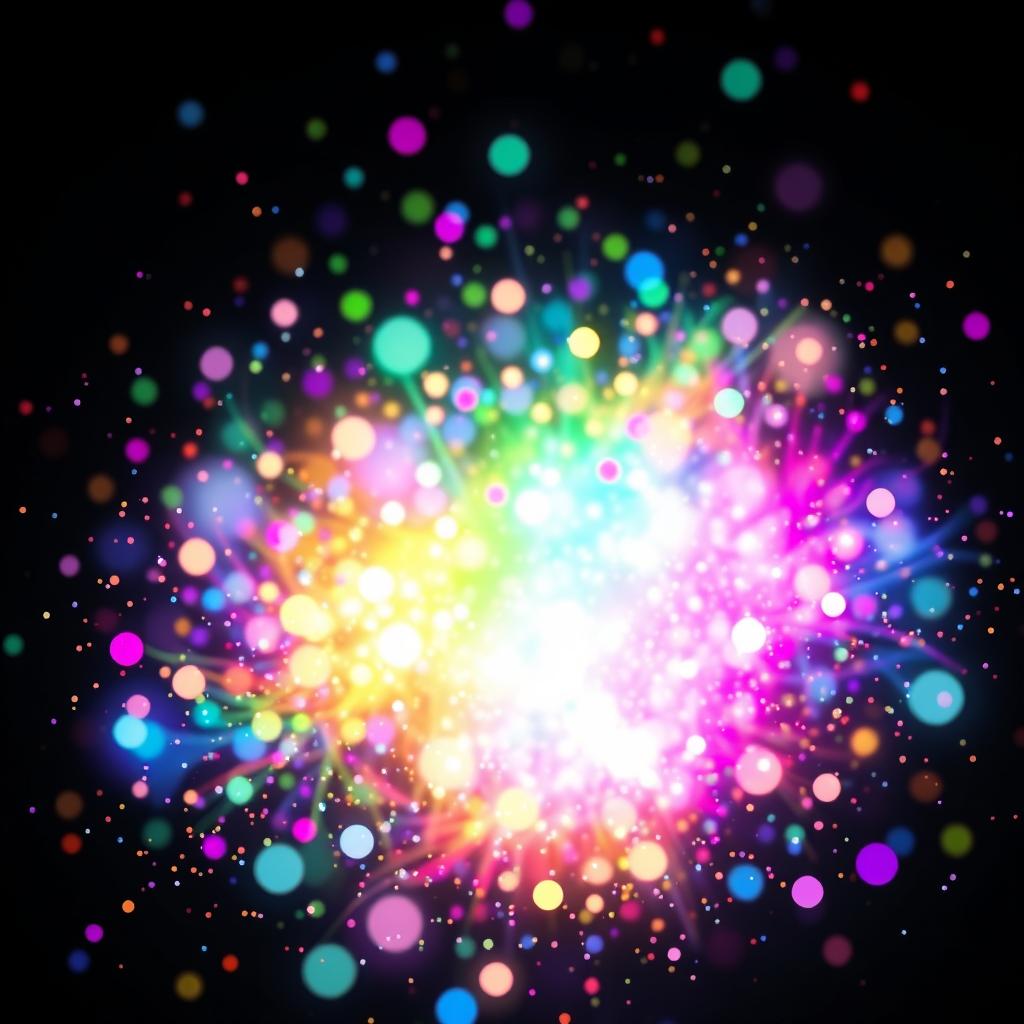 A colorful particle design that serves as a stunning overlay for a holographic Pokémon card effect