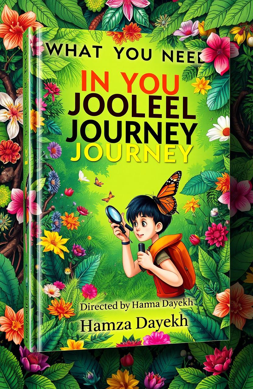 A captivating book cover for a biology-themed book titled 'What You Need in Your Journey' directed by Hamza Dayekh