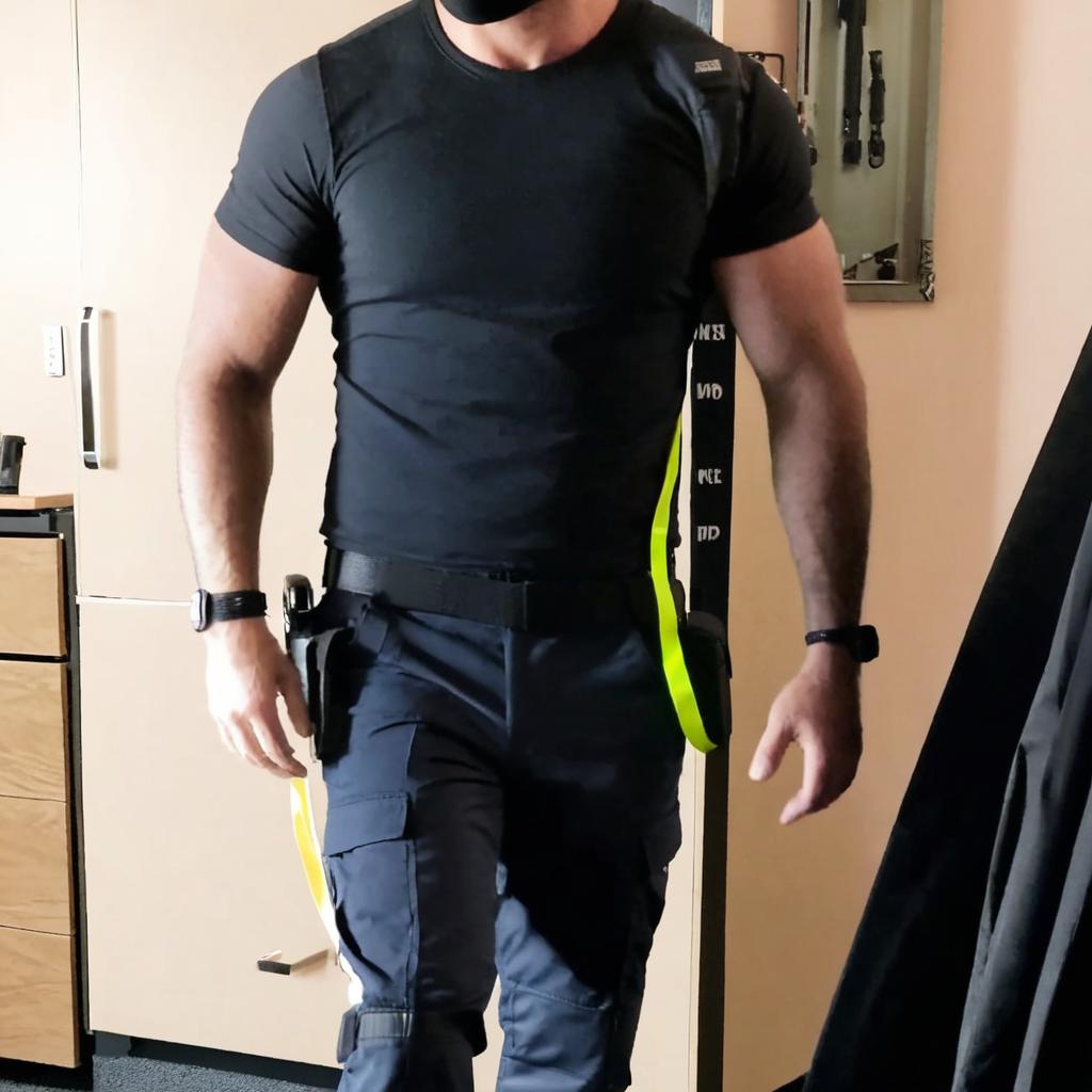 Put the man some police gear on him