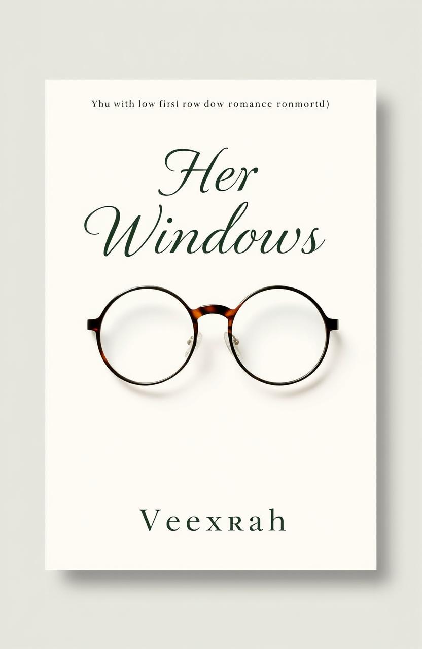 A minimalist book cover design for a romance novel titled "Her Windows" by Vexrah