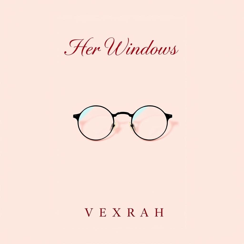 A minimalist book cover design for a romance novel titled "Her Windows" by Vexrah