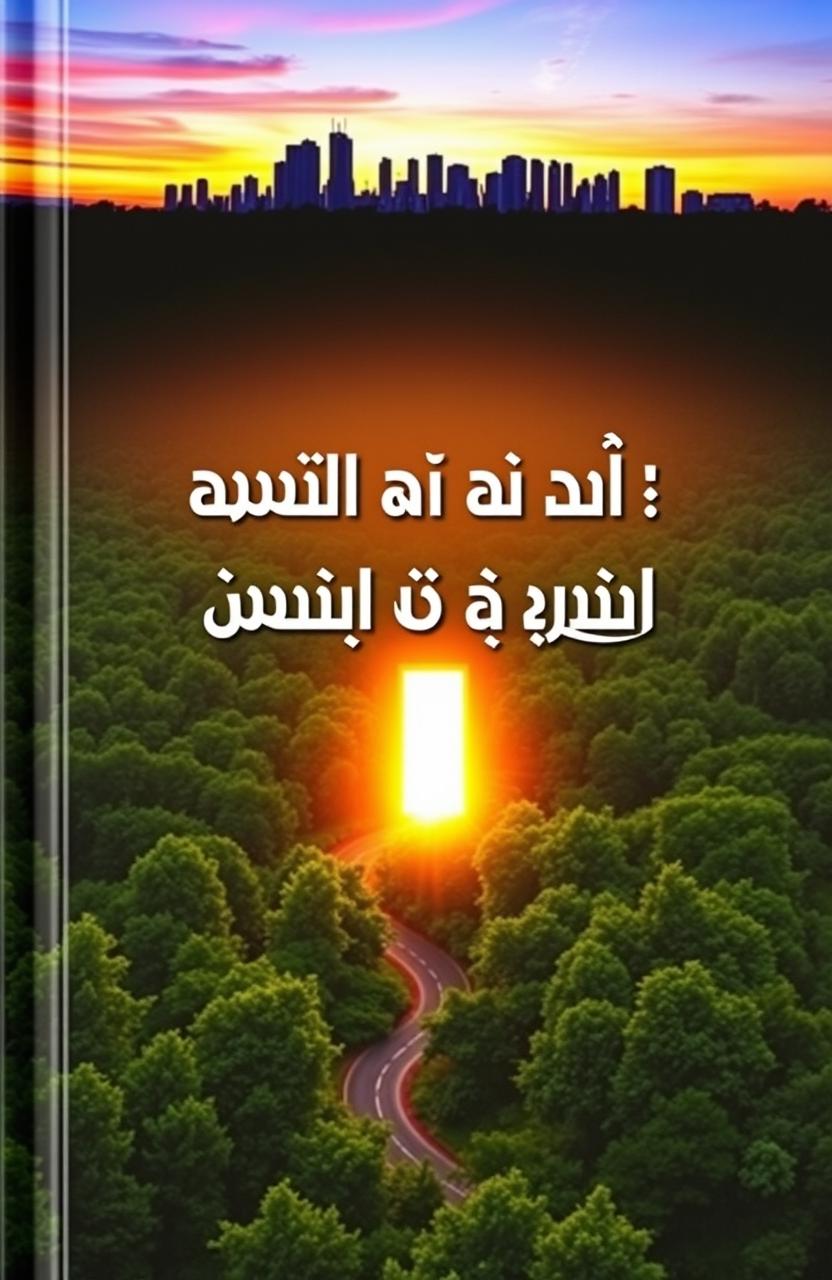 A captivating book cover featuring a skyline of a city at dusk at the top, rich with vibrant colors to symbolize an urban and contemporary theme