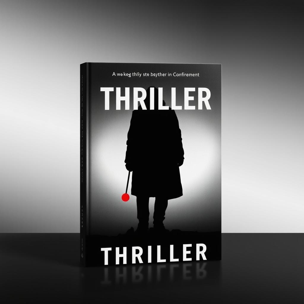The cover design for a thriller book featuring a shadowy silhouette of a detective, placed against a stark black-and-white gradient background that creates an atmosphere of mystery and depth