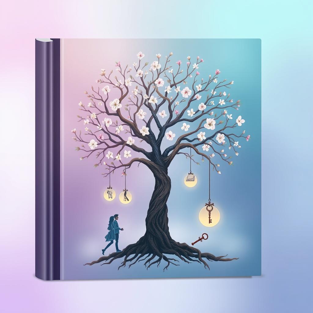 A serene and visually captivating book cover with a soothing background that blends pastel shades, transitioning from soft lavender to deep teal, embodying the emotional spectrum and depth of the stories