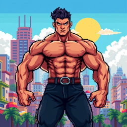 Unleash Your Creativity: Muscular Pixel Art Hero